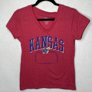 Colosseum Women's Size Small Kansas Jayhawks Short Sleeve V Neck Graphic T-Shirt